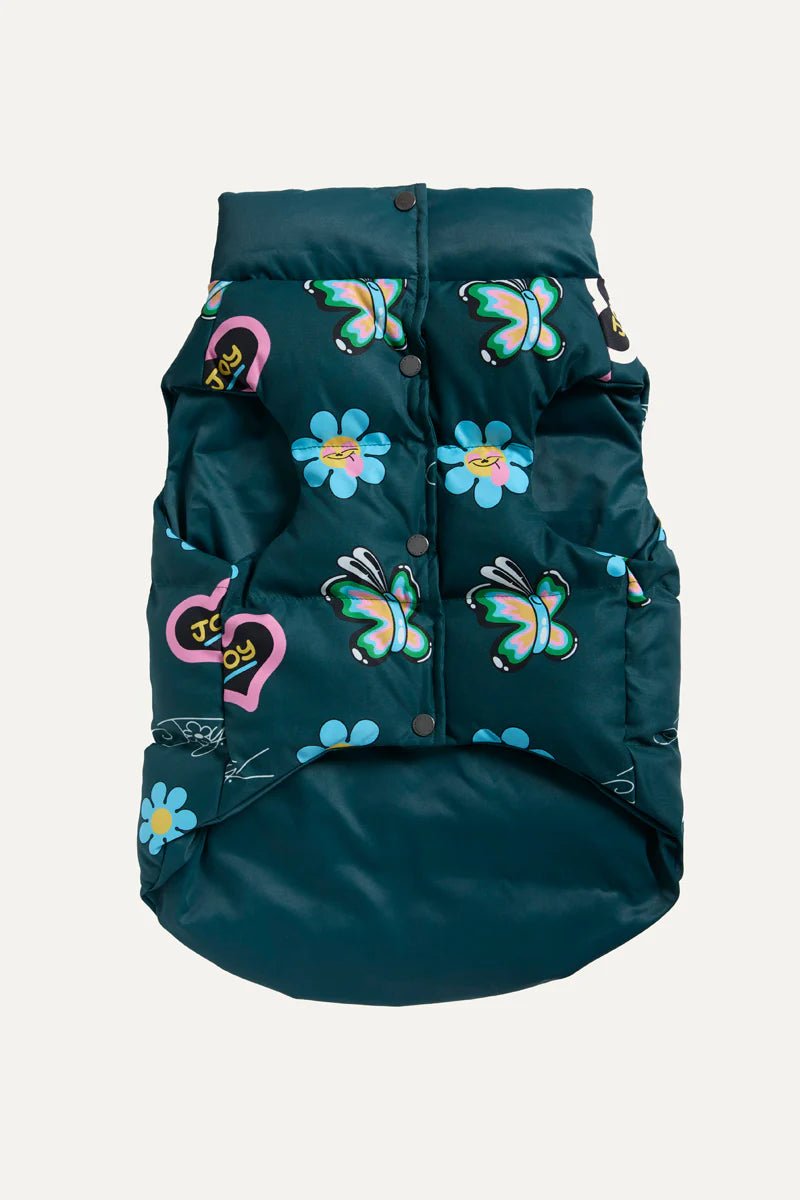 Groen Puffer Vest met Pop-Art