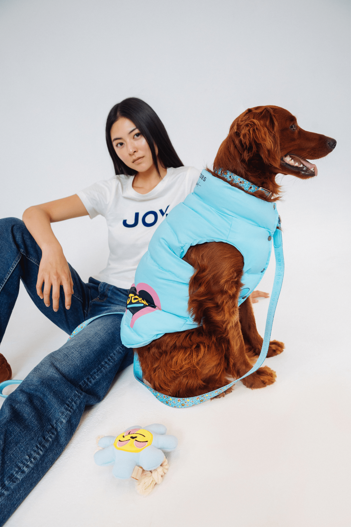 Lichtblauw Puffer Vest met Pop-Art