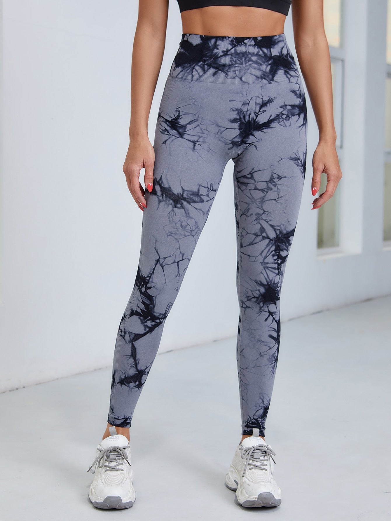 Yoga Trendy 3pcs Seamless Tie Dye High Waist Sports Leggings