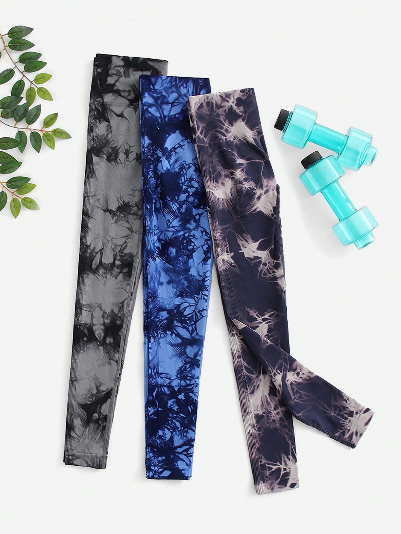 Yoga Trendy 3pcs Seamless Tie Dye High Waist Sports Leggings