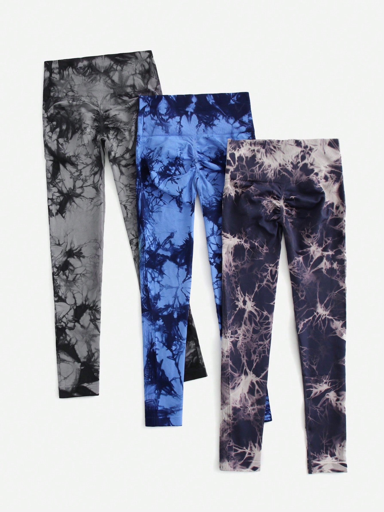 Yoga Trendy 3pcs Seamless Tie Dye High Waist Sports Leggings