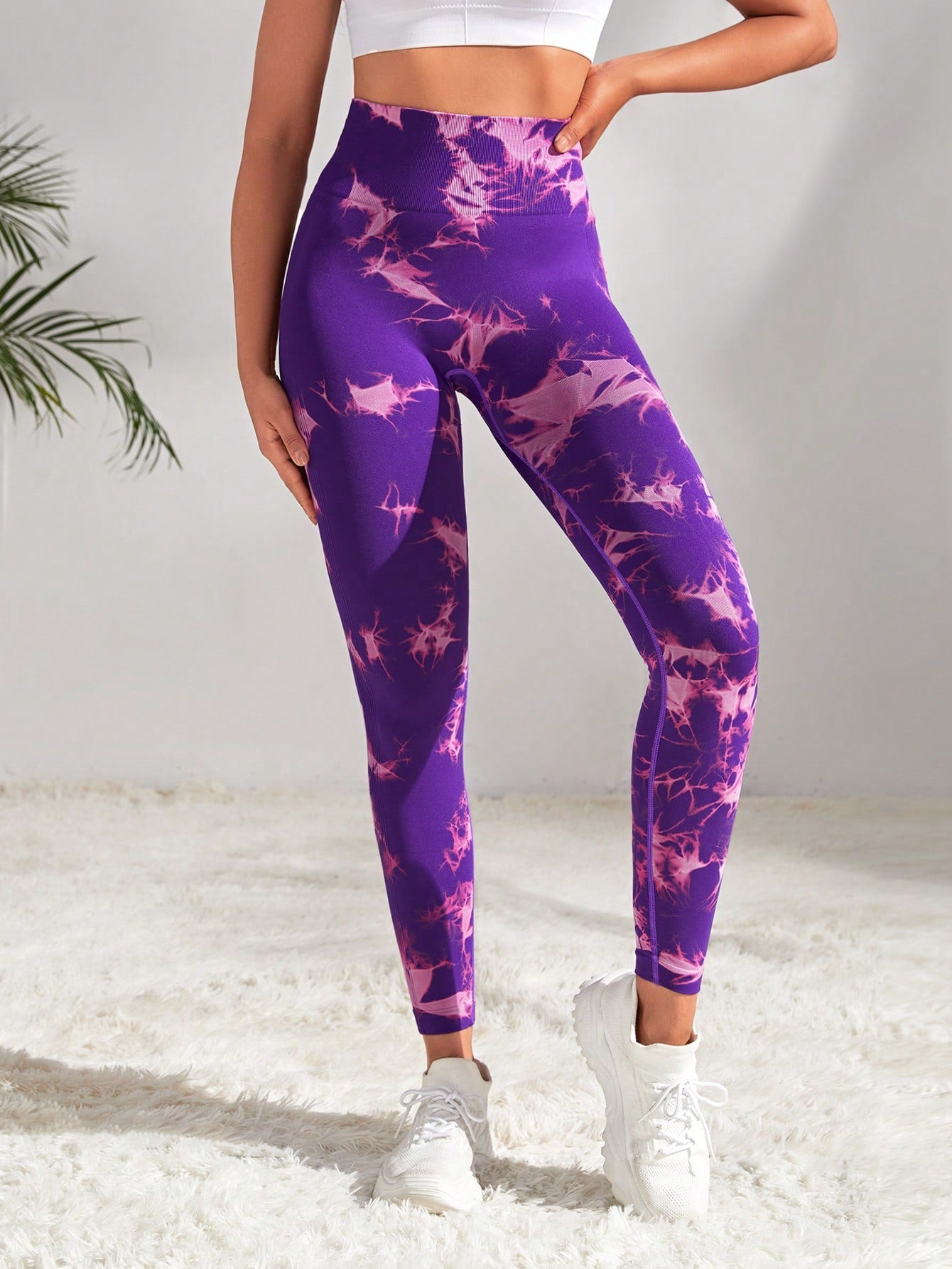 Yoga Trendy Tie Dye Yoga Leggings Seamless High Stretch Scrunch Butt Gym Leggings