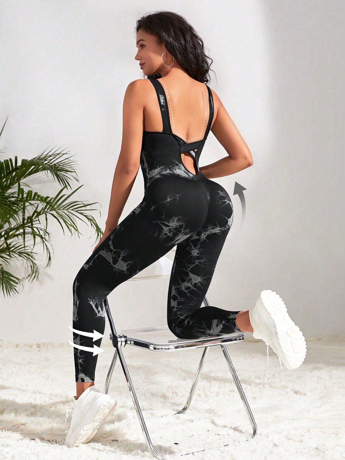 Sport Studio Tie Dye Cut Out Back Sports Jumpsuit