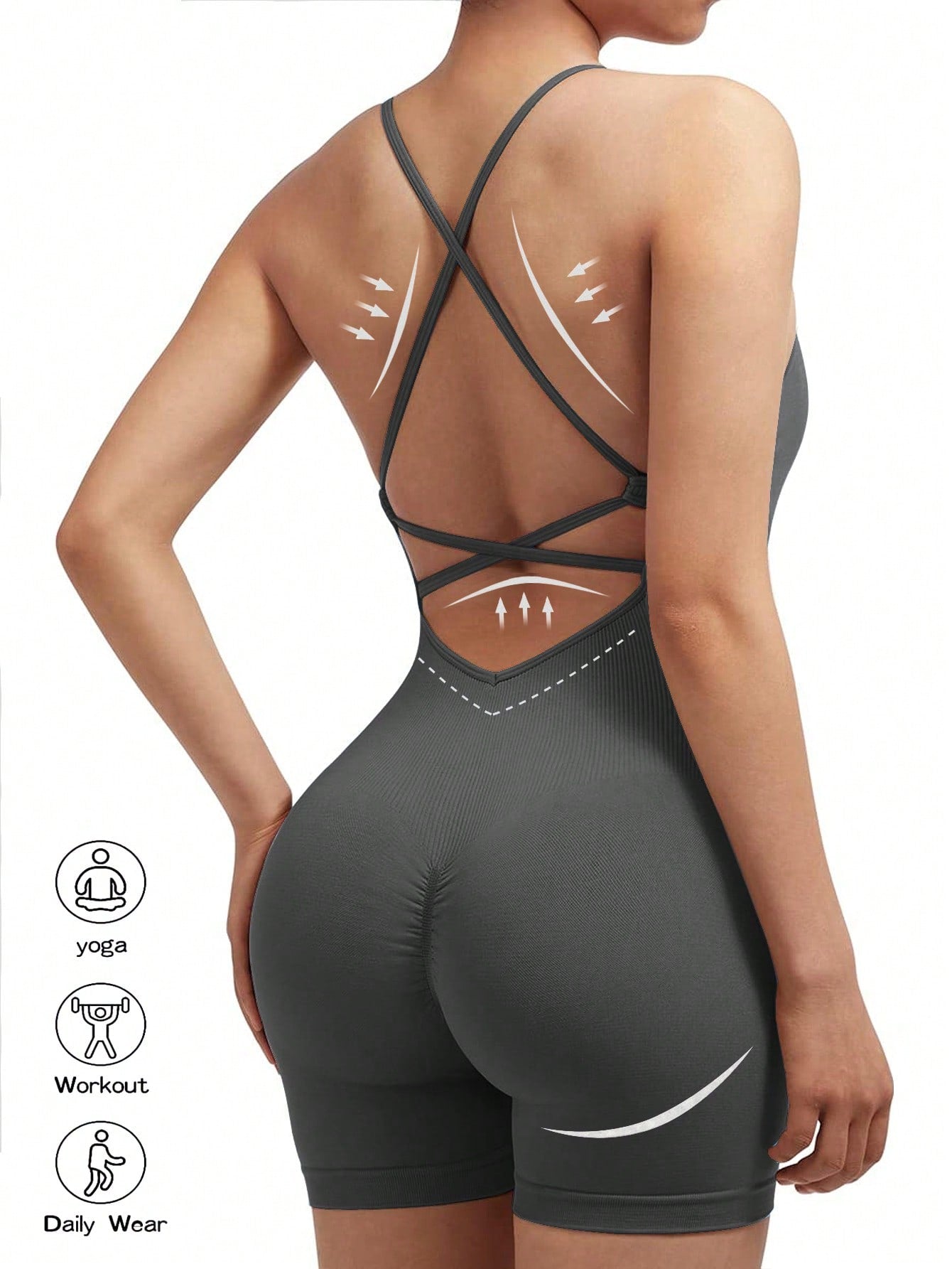 Sport Lifespree Criss Cross Backless Sports Cami Romper