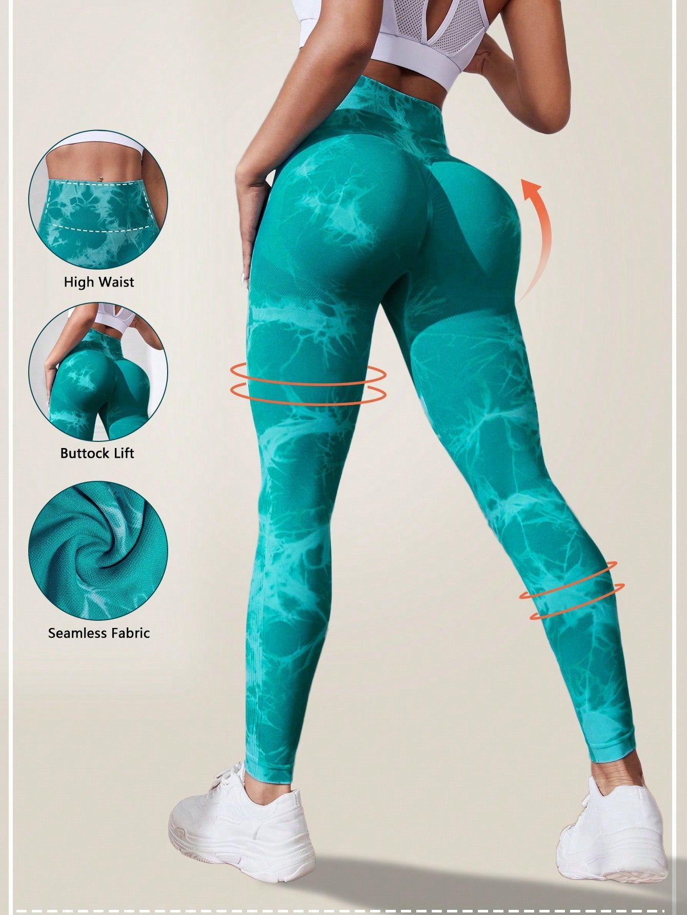 Yoga Trendy Tie Dye Yoga Leggings Seamless High Stretch Scrunch Butt Gym Leggings