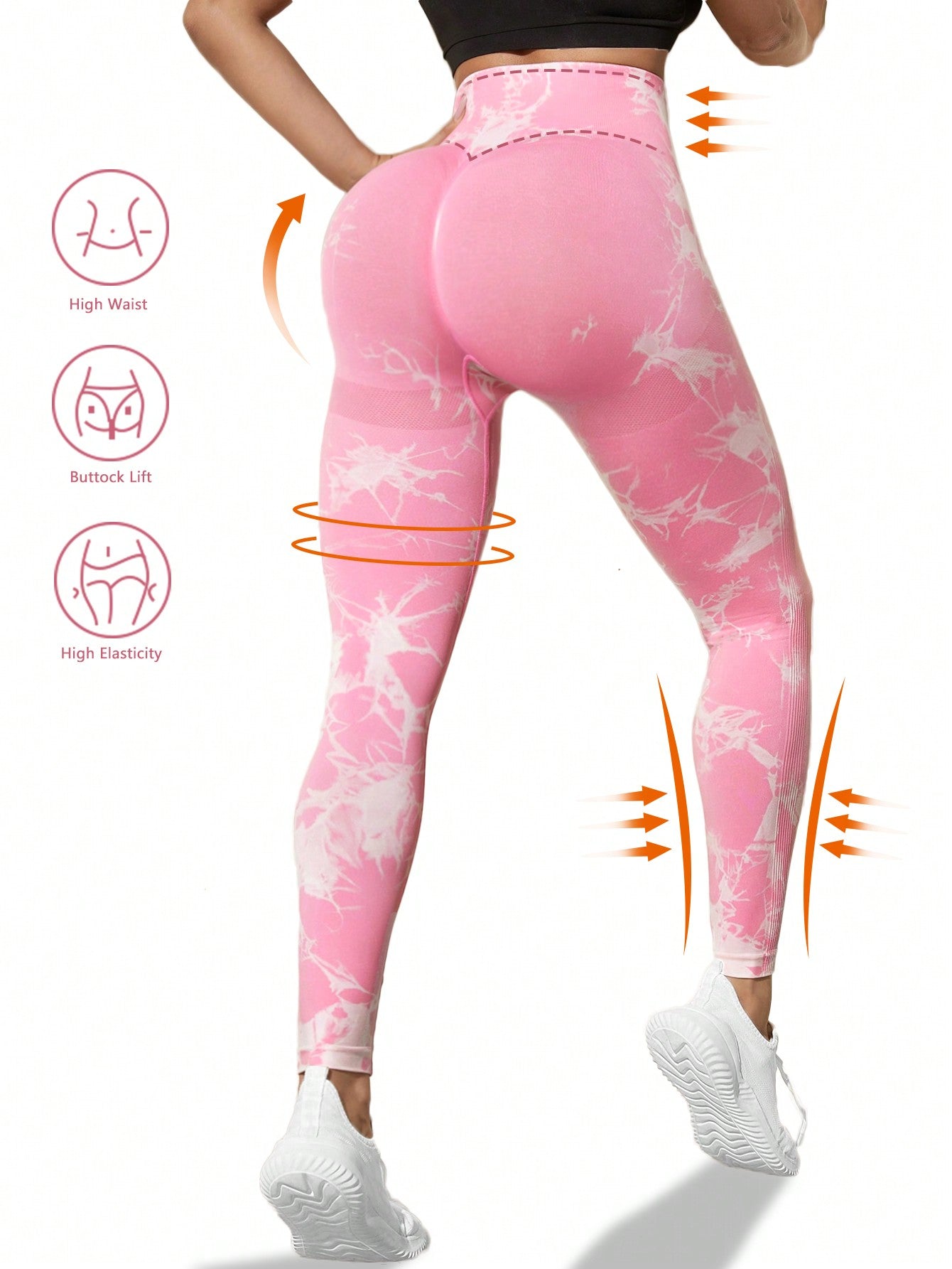 Yoga Trendy Tie Dye Yoga Leggings Seamless High Stretch Scrunch Butt Gym Leggings