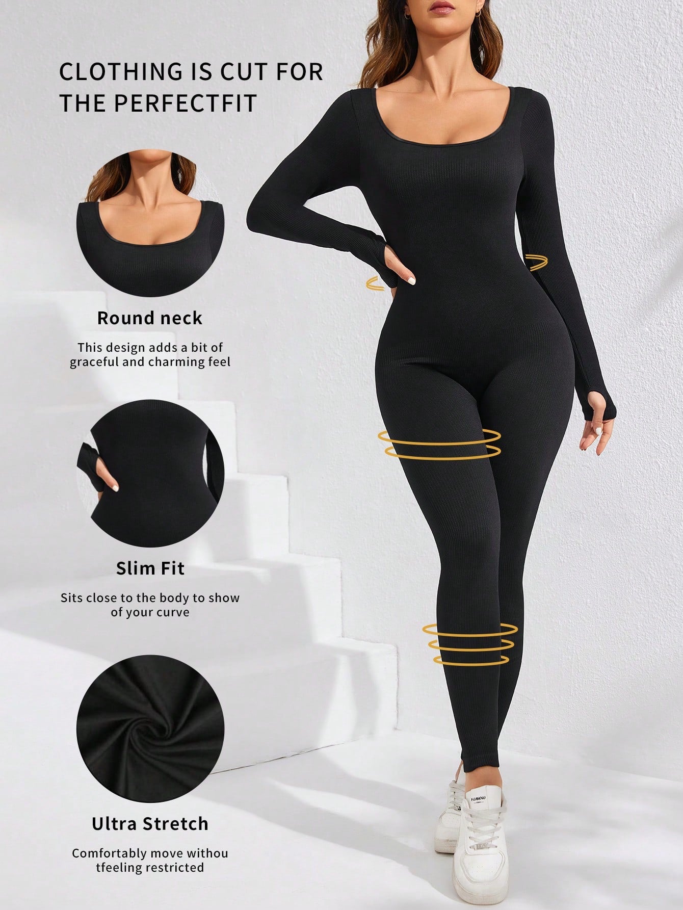 Sport Seamluxe Solid Scoop Neck Unitard Jumpsuit