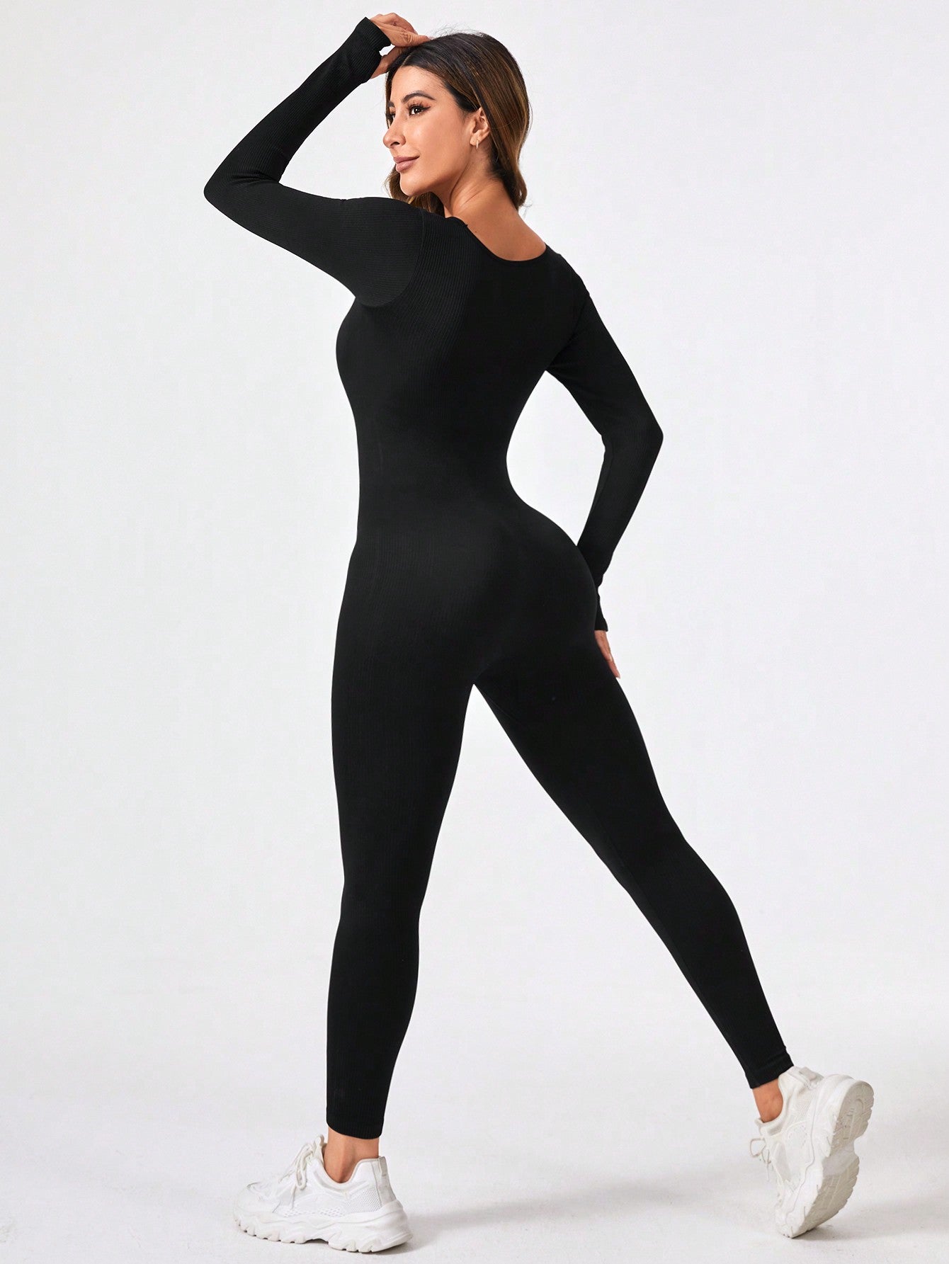 Sport Seamluxe Solid Scoop Neck Unitard Jumpsuit