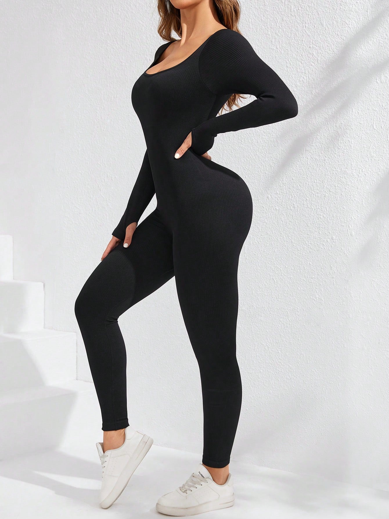 Sport Seamluxe Solid Scoop Neck Unitard Jumpsuit