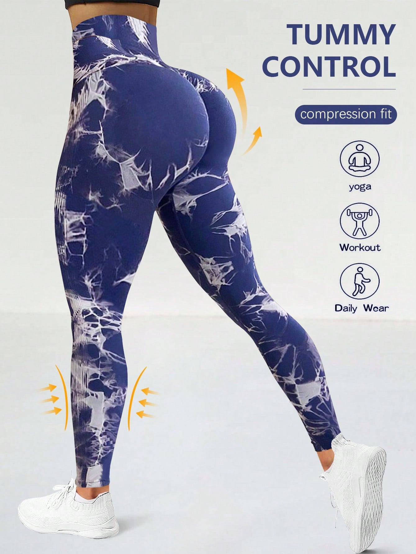 Yoga Trendy Tie Dye Yoga Leggings Seamless High Stretch Scrunch Butt Gym Leggings