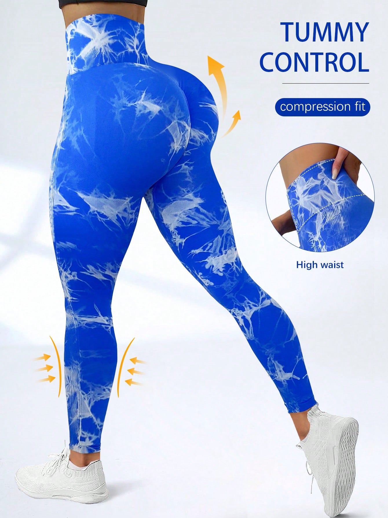 Yoga Trendy Tie Dye Yoga Leggings Seamless High Stretch Scrunch Butt Gym Leggings