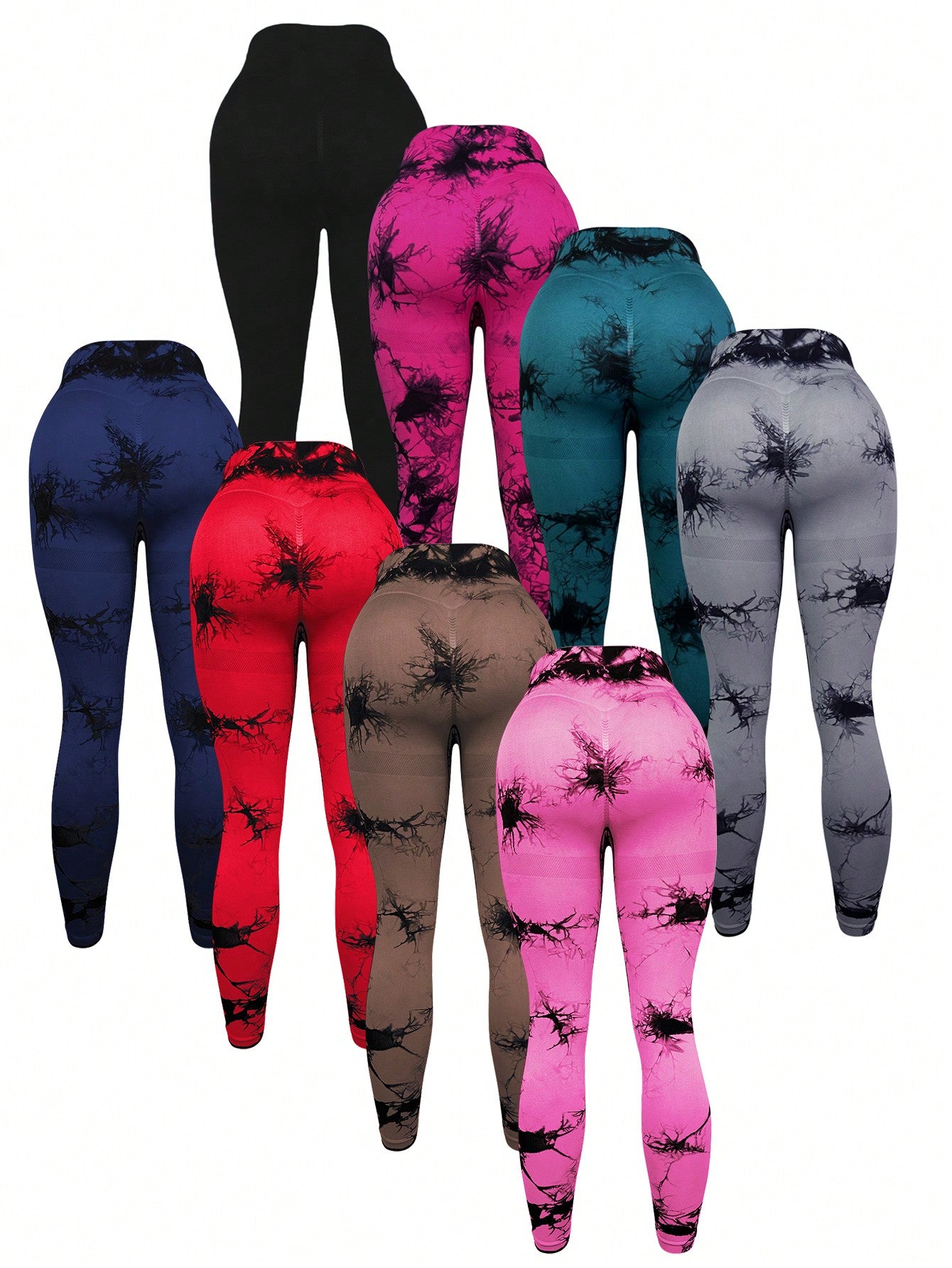 Yoga Trendy Tie Dye Yoga Leggings Seamless High Stretch Scrunch Butt Gym Leggings