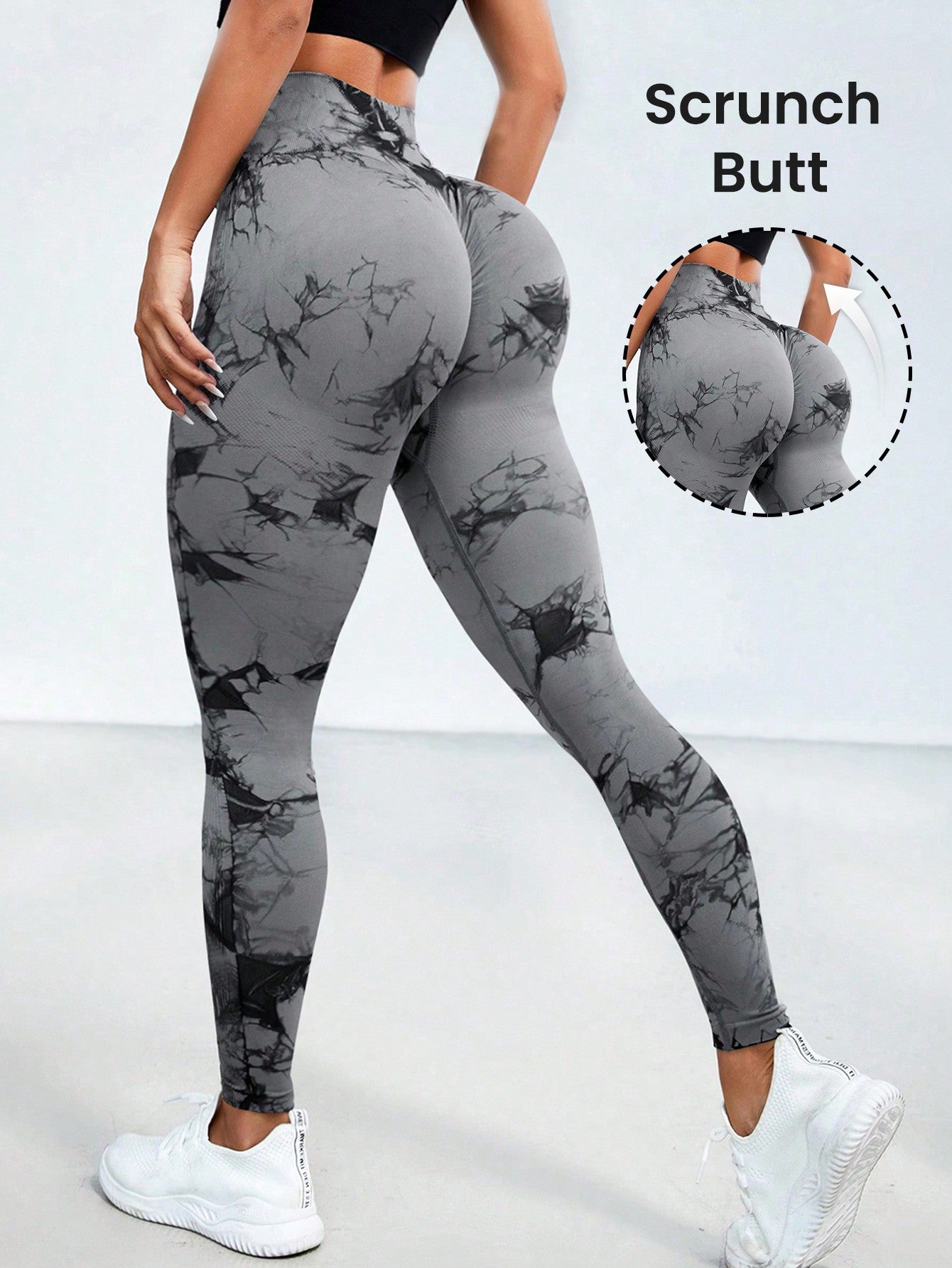 Yoga Trendy Tie Dye Yoga Leggings Seamless High Stretch Scrunch Butt Gym Leggings