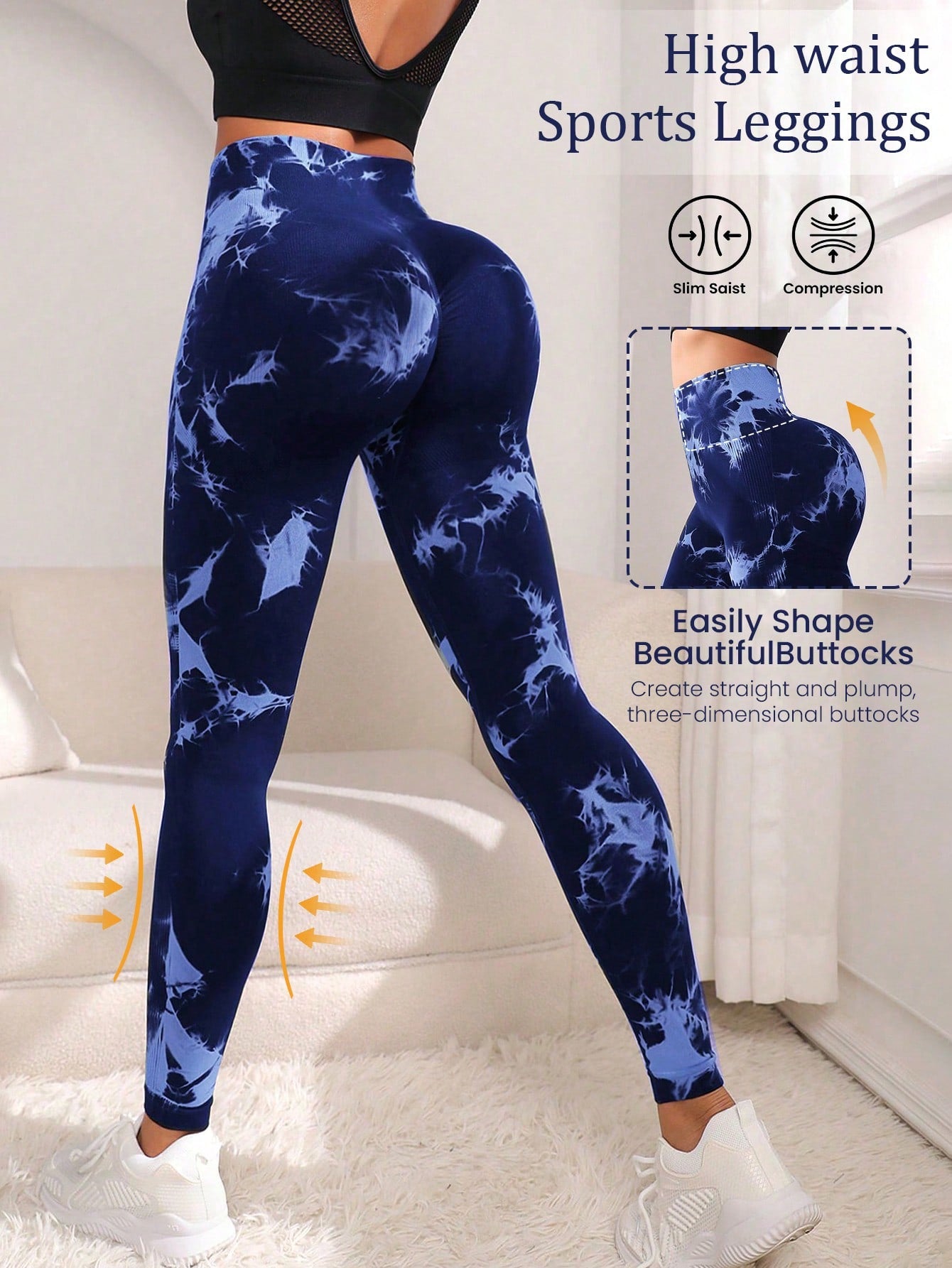 Yoga Trendy Tie Dye Yoga Leggings Seamless High Stretch Scrunch Butt Gym Leggings