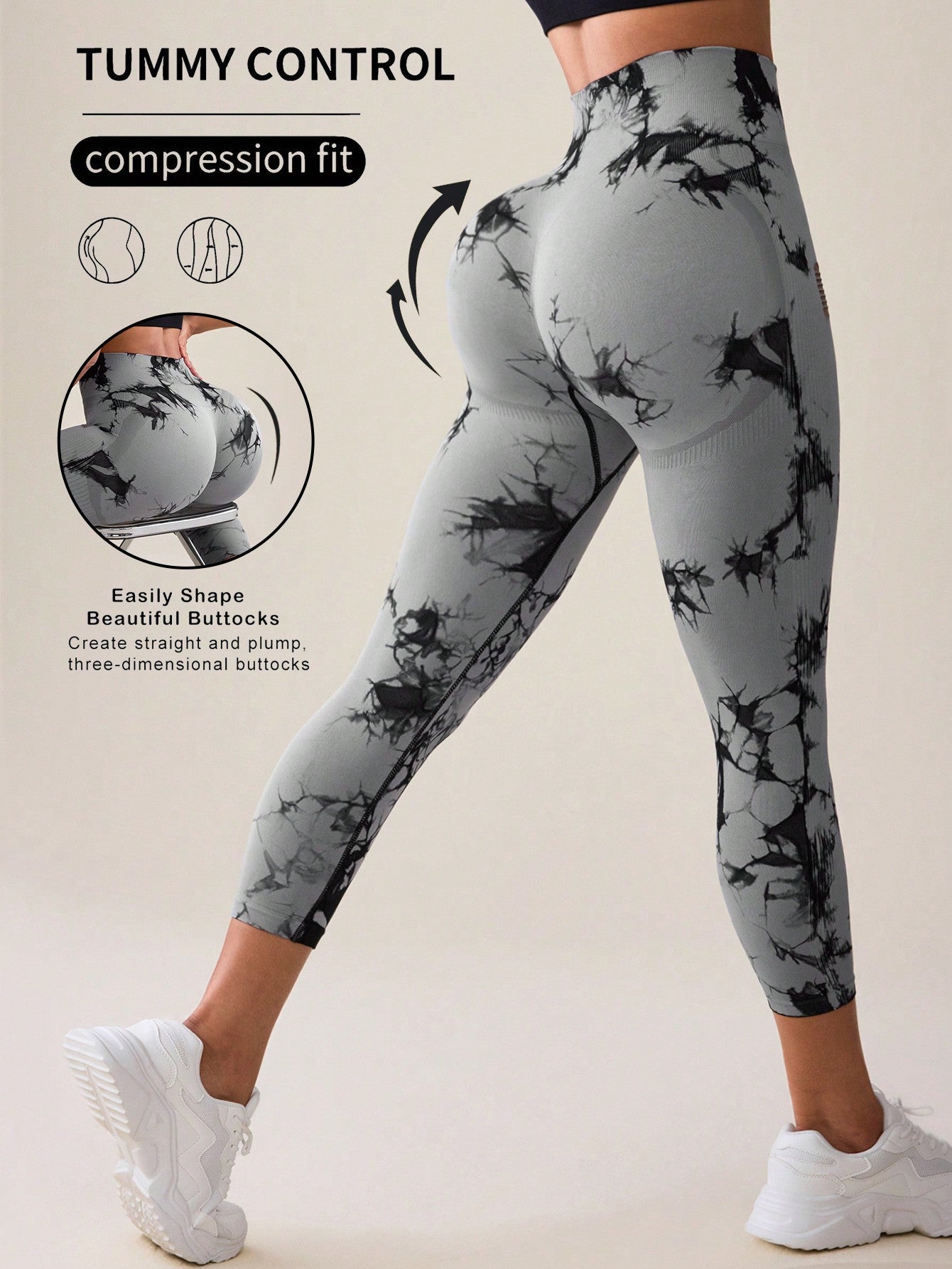 Yoga Trendy Tie Dye Yoga Leggings Seamless High Stretch Scrunch Butt Gym Leggings