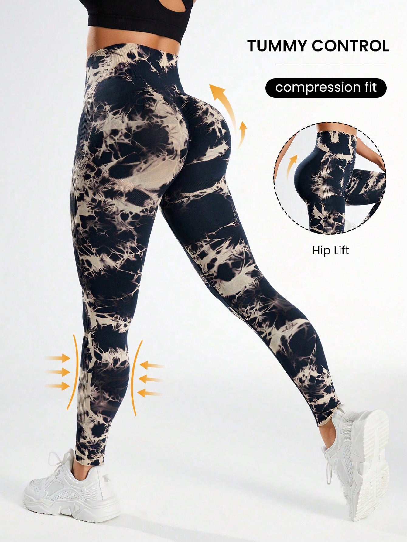 Yoga Trendy Tie Dye Yoga Leggings Seamless High Stretch Scrunch Butt Gym Leggings