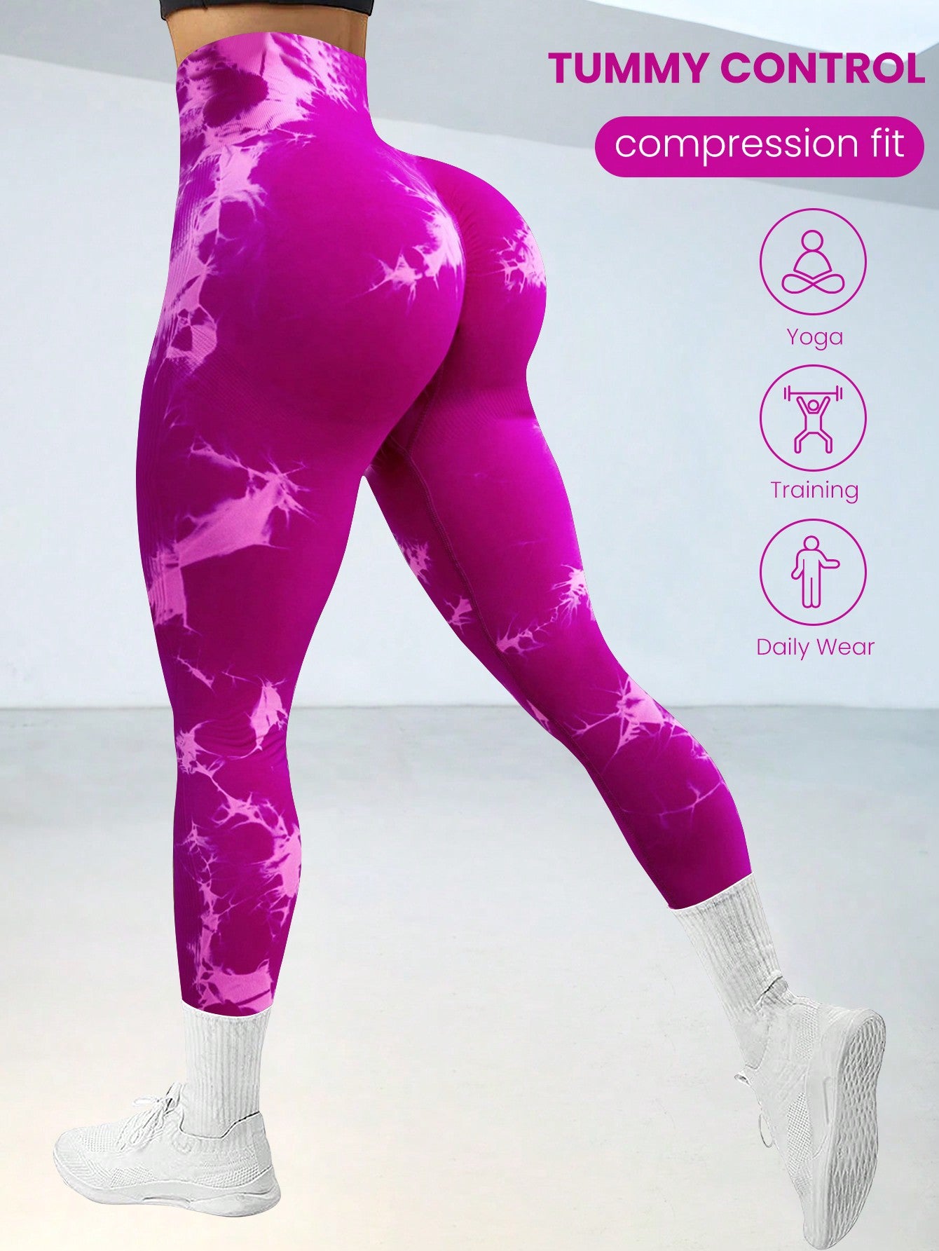 Yoga Trendy Tie Dye Yoga Leggings Seamless High Stretch Scrunch Butt Gym Leggings