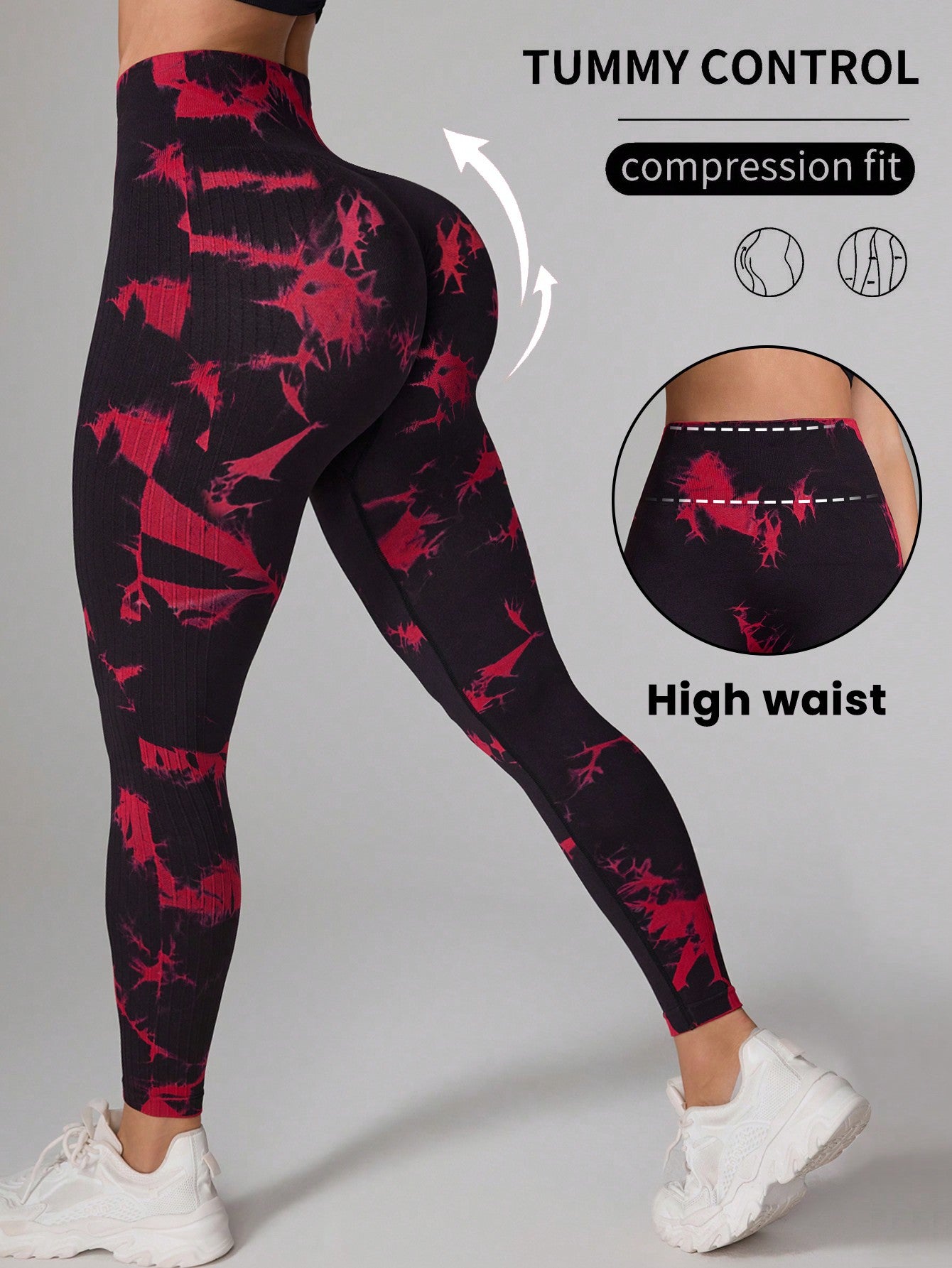 Yoga Trendy Tie Dye Yoga Leggings Seamless High Stretch Scrunch Butt Gym Leggings