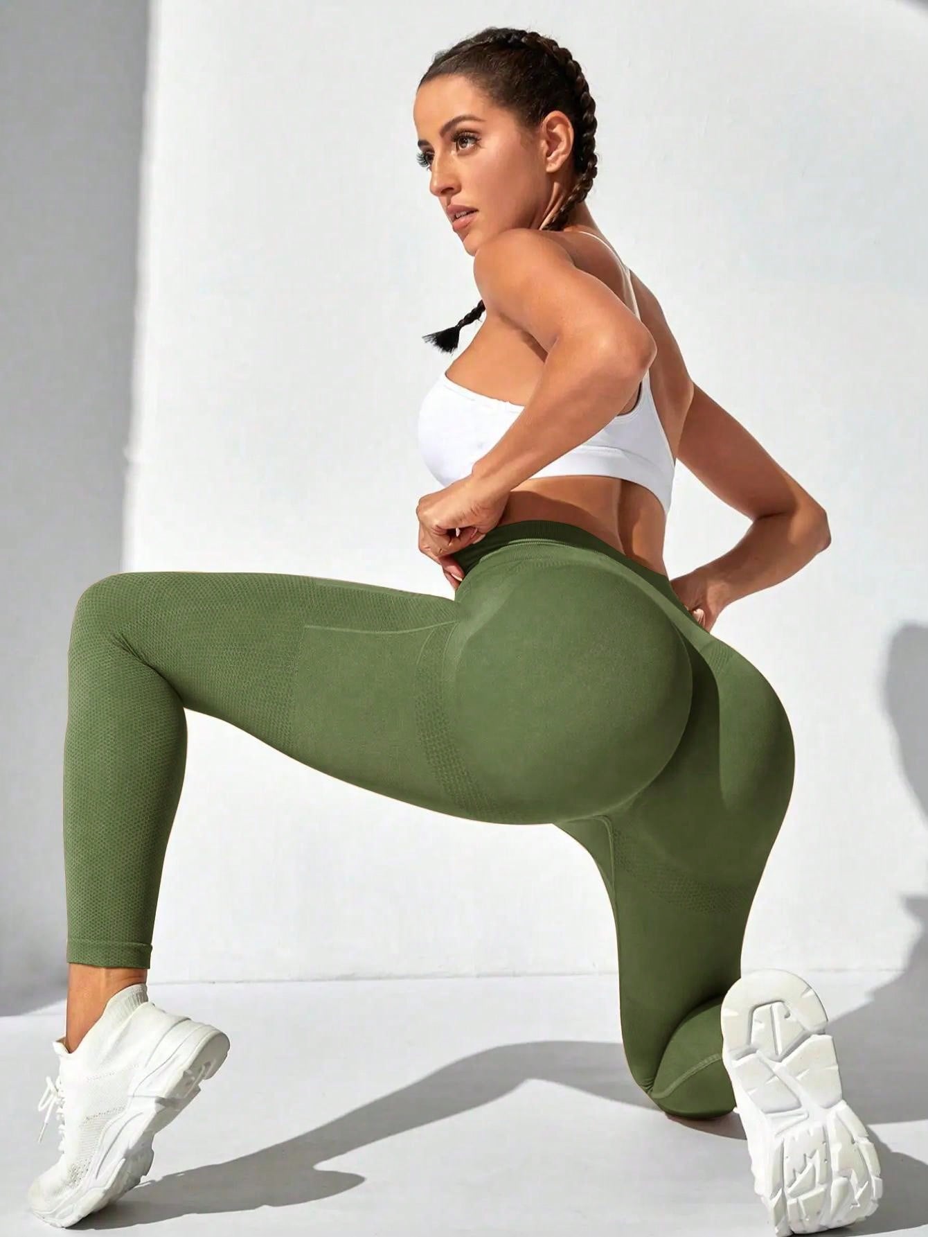 Sport Seamluxe Seamless Women Solid Color Ruched Butt Casual Sports Leggings