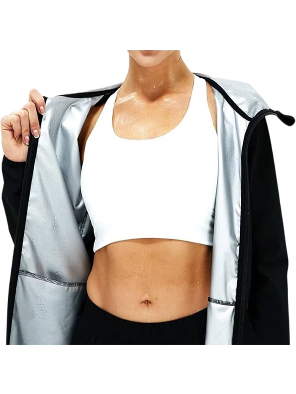 2pcs Women Sweat Sauna Suit Set Full Zip Fitness Sauna Jacket And Leggings The Cuffs Sweat Quickly Sauna Pants For Comfort And Performance Heat Up Your Workouts And Lose Weight Faster For Running Or Fitness Yoga