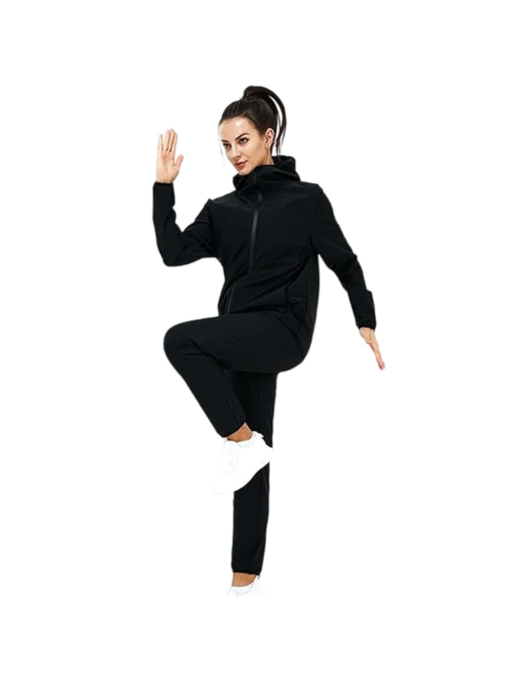 2pcs Women Sweat Sauna Suit Set Full Zip Fitness Sauna Jacket And Leggings The Cuffs Sweat Quickly Sauna Pants For Comfort And Performance Heat Up Your Workouts And Lose Weight Faster For Running Or Fitness Yoga