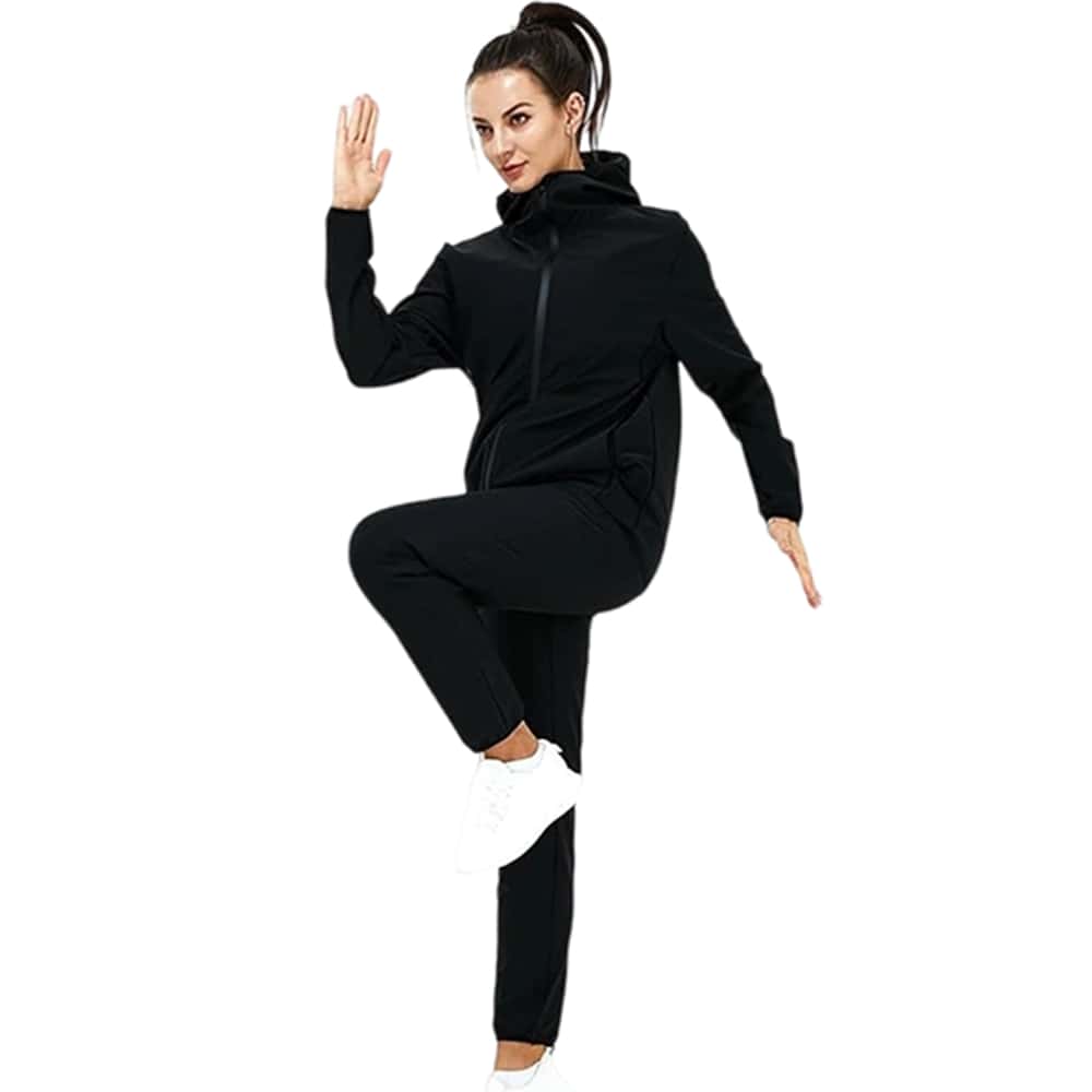 2pcs Women Sweat Sauna Suit Set Full Zip Fitness Sauna Jacket And Leggings The Cuffs Sweat Quickly Sauna Pants For Comfort And Performance Heat Up Your Workouts And Lose Weight Faster For Running Or Fitness Yoga