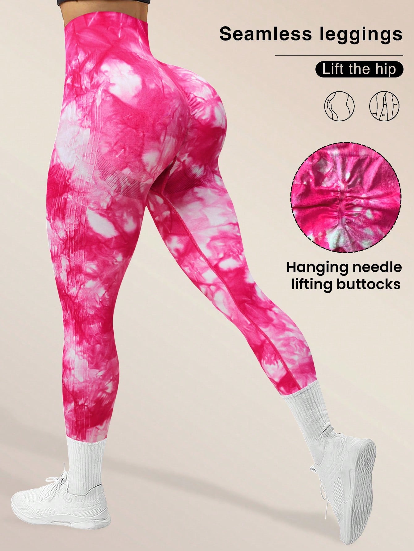 Yoga Trendy Tie Dye Yoga Leggings Seamless High Stretch Scrunch Butt Gym Leggings