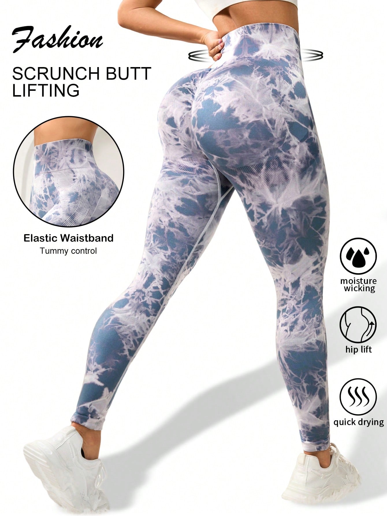 Yoga Trendy Tie Dye Yoga Leggings Seamless High Stretch Scrunch Butt Gym Leggings