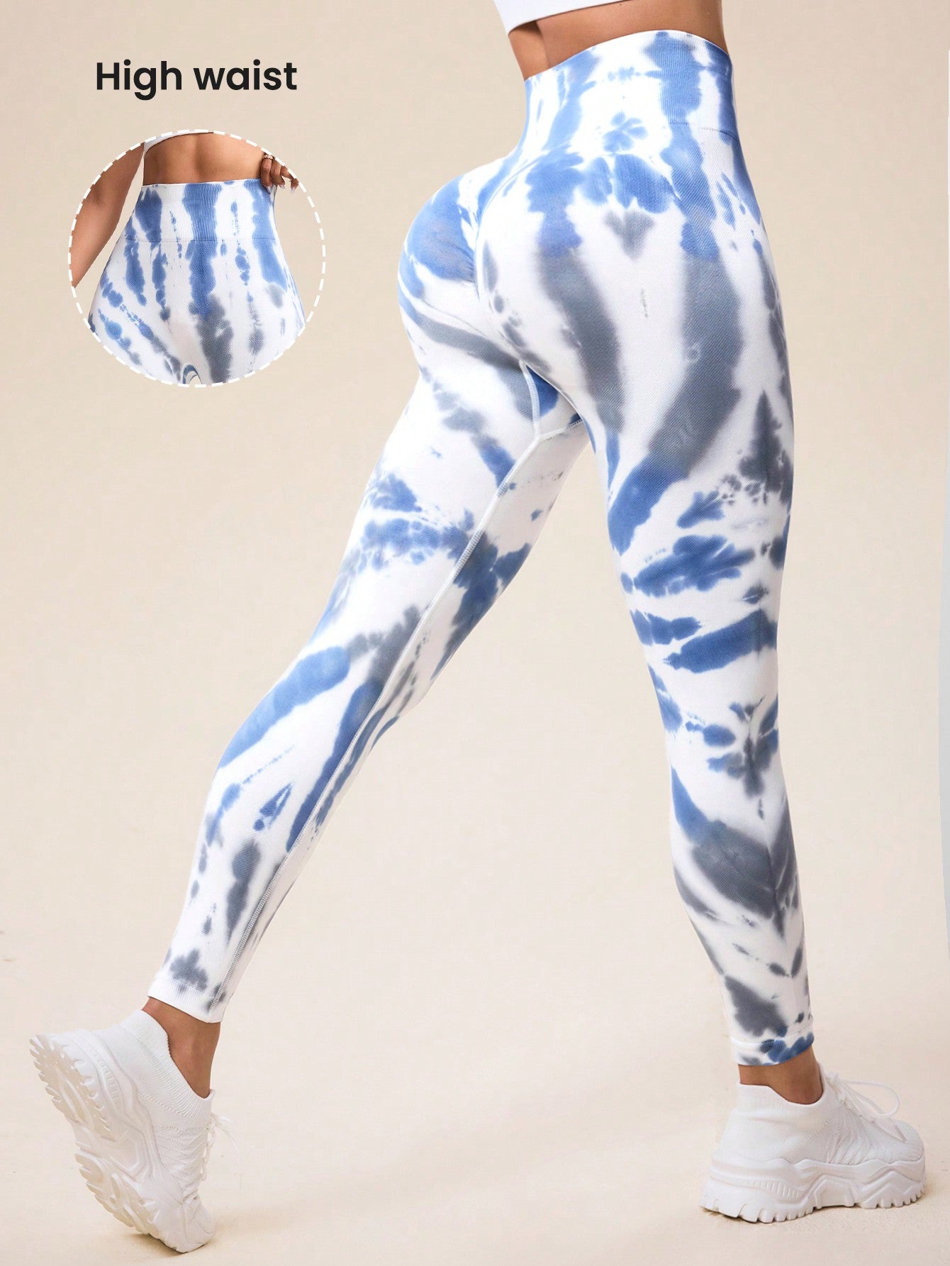 Yoga Trendy Tie Dye Yoga Leggings Seamless High Stretch Scrunch Butt Gym Leggings