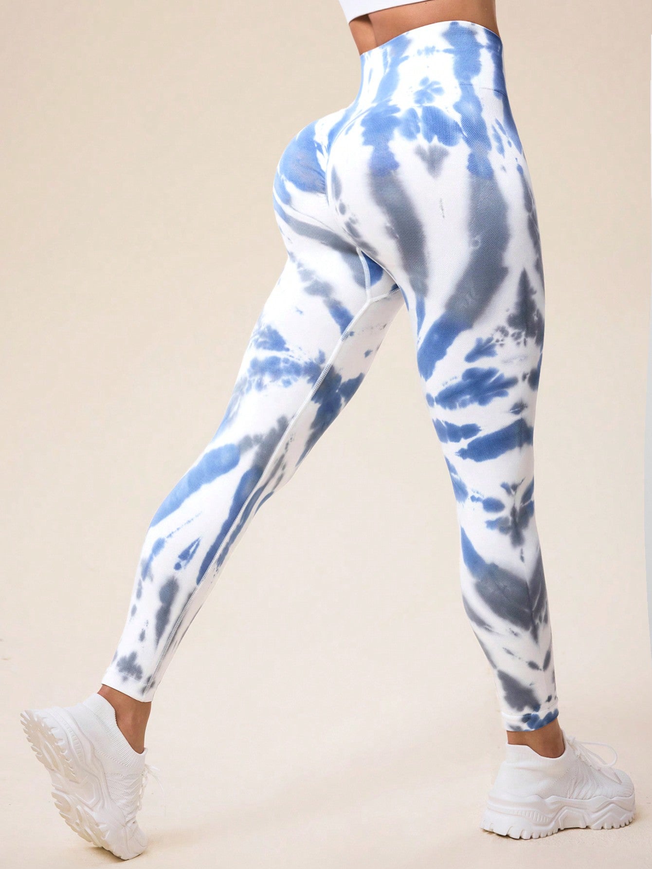 Yoga Trendy Tie Dye Yoga Leggings Seamless High Stretch Scrunch Butt Gym Leggings