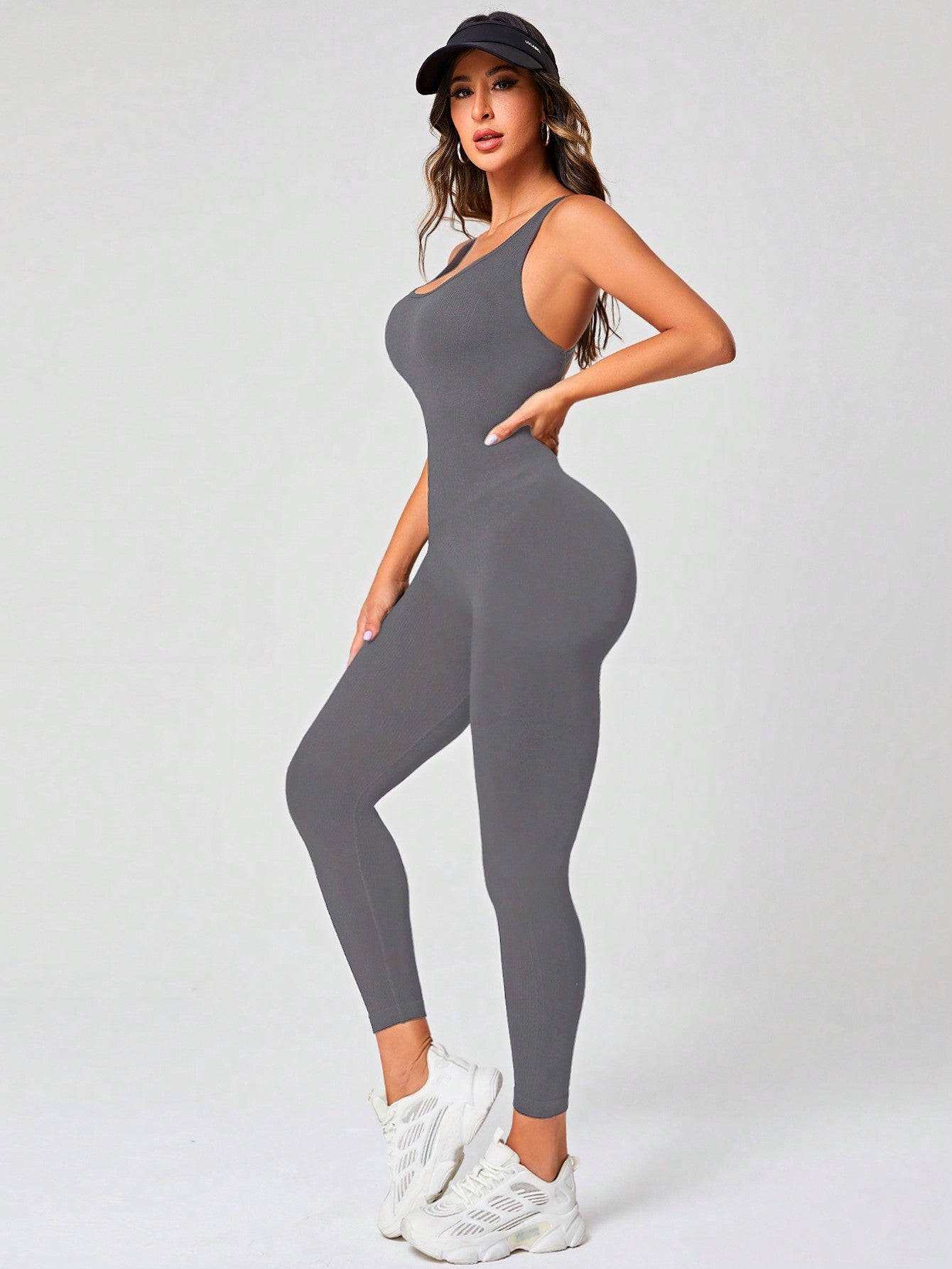 Sport Seamluxe Women's Solid Color Cross Back Slim Sports Jumpsuit