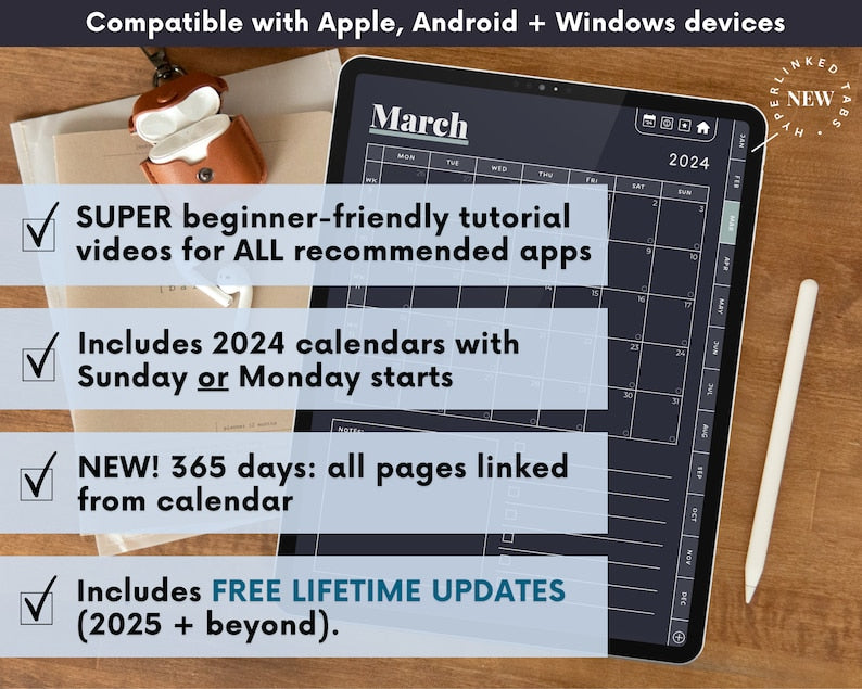 ADHD Digital Planner (made by an ADHDer) for iPad, Goodnotes + Android. Adult ADD daily planner, self care & habit tracker. Science based