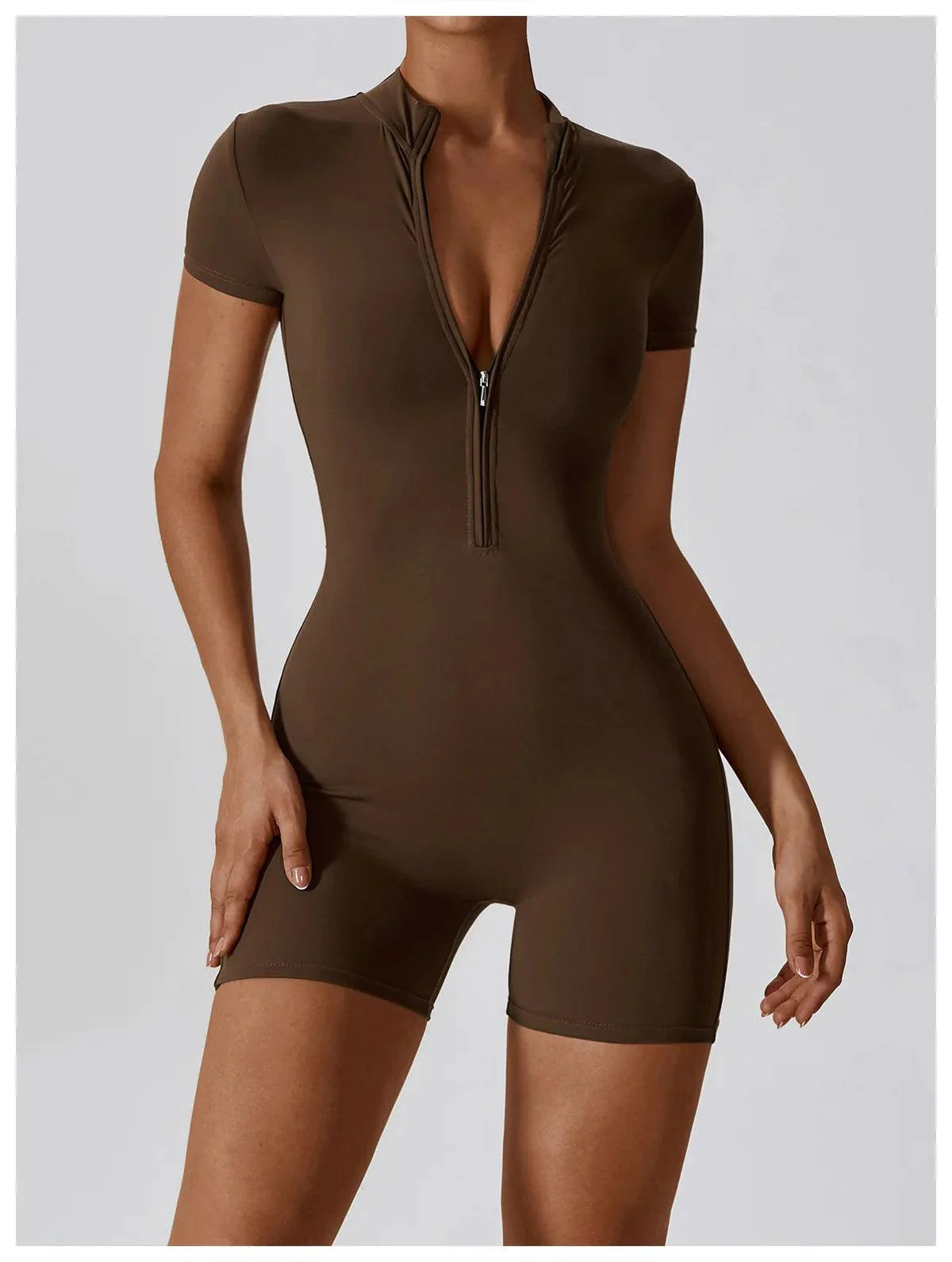 Short Sleeve Zip-Up Bodysuit