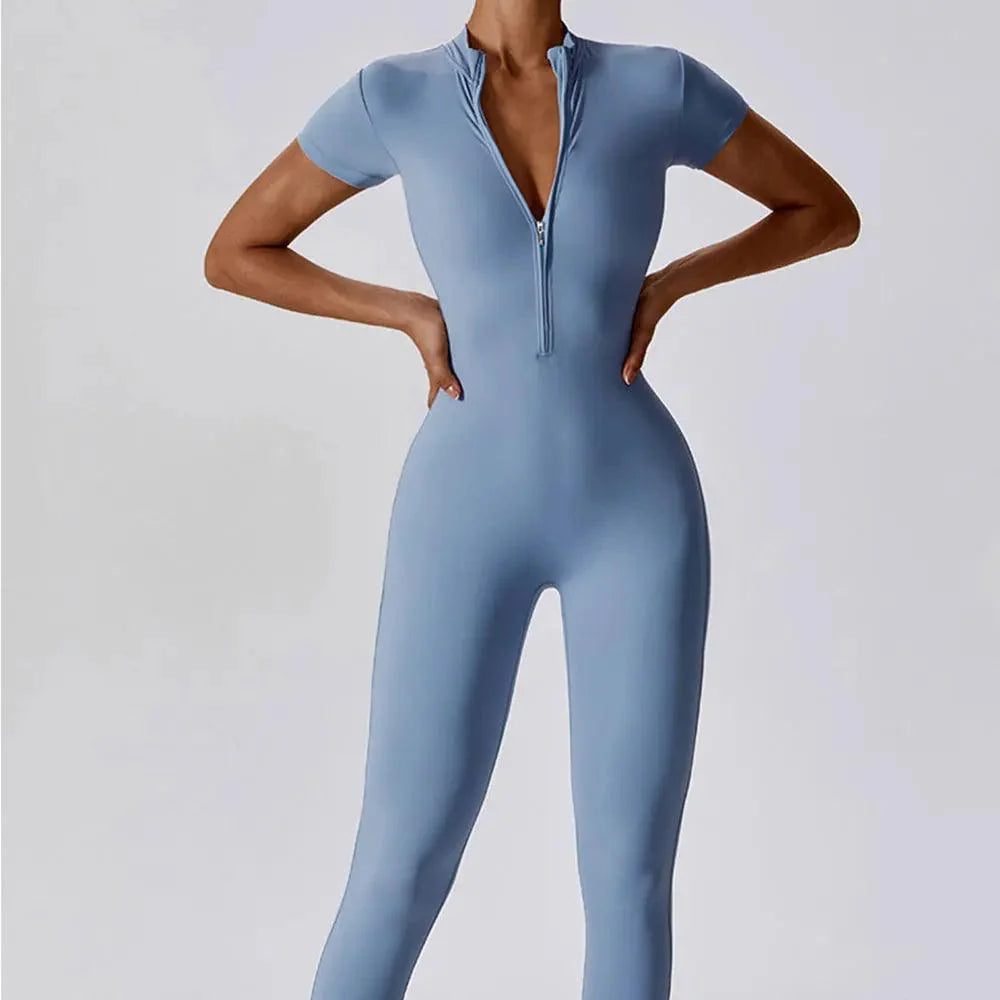 Short Sleeve Zip-Up Jumpsuit - OverRip